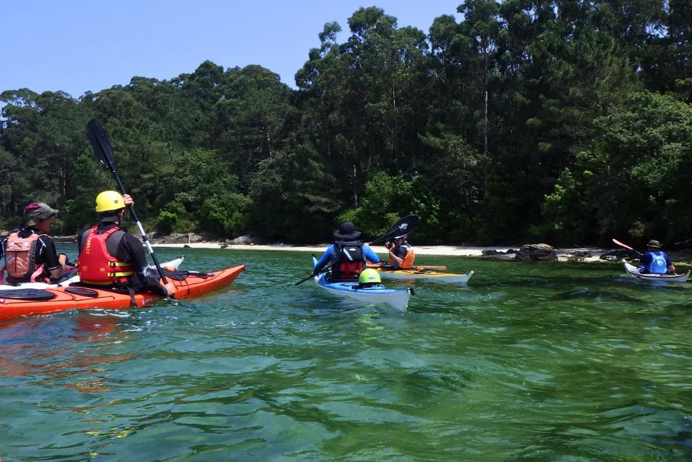 ACA Trip Leader Level 2 coastal kayak training in Galicia, Spain. Professional sea kayak leadership course